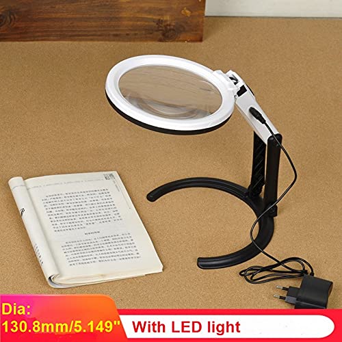 [Australia] - Othmro 1Pcs Multi-Function Magnifying Glass 1.8X 5X Foldable Tabletop Reading Magnifier with LED Light with Plug 