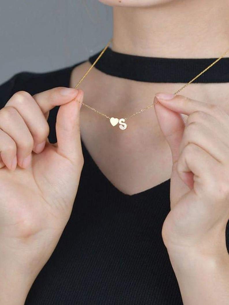 [Australia] - Gold Heart Initial Necklace for Teen Girls,Dainty Personalized Letter Heart Choker Necklace Gift for Women Necklace Jewelry O 