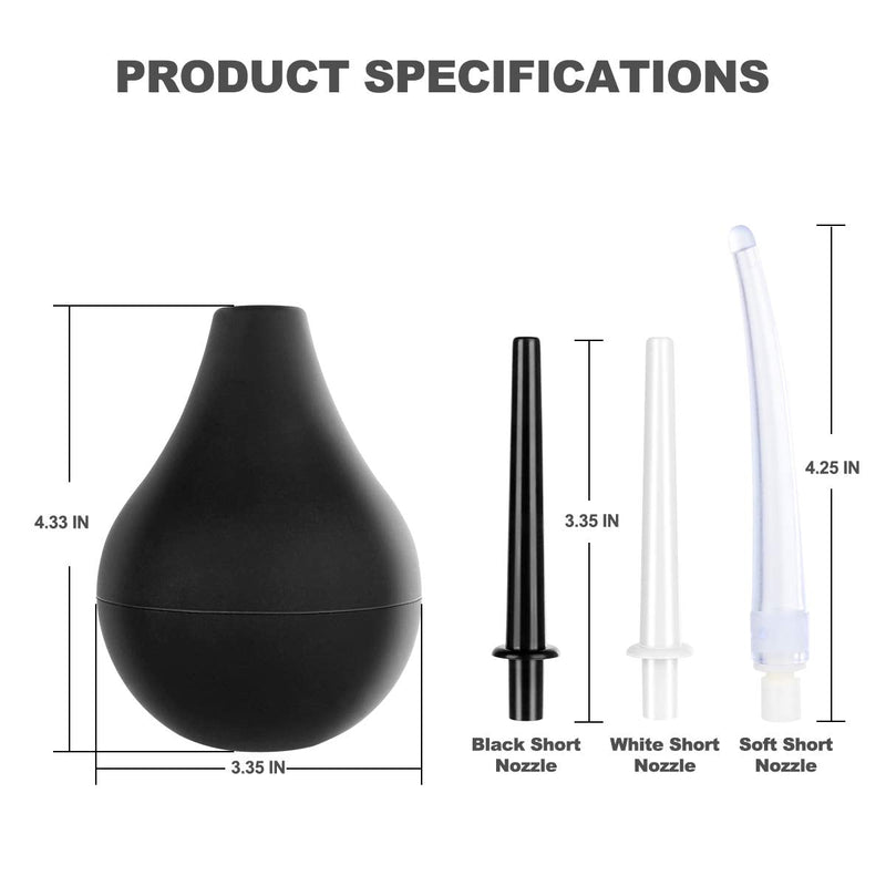[Australia] - RANEU Enema Bulb Anal Douche Enema Kit for Women & Men with 3 Nozzles (4 Piece Set) 4 Piece Set 