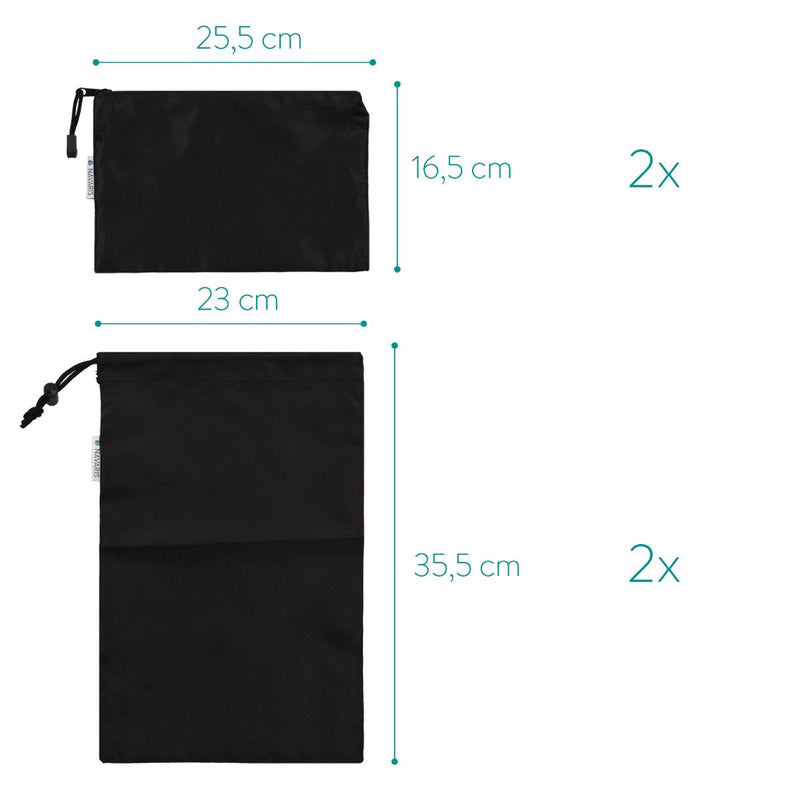 [Australia] - Navaris 7 Set Travel Storage Bags - Luggage Organiser Clothing, Laundry, Shoe, Toiletry Pouches - Nylon Suitcase Organisers Essential Travel Accessory Black 