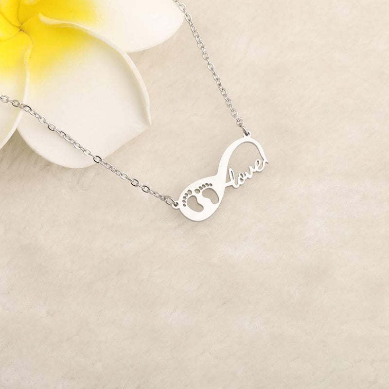 [Australia] - Baby Feet Love Infinity Necklace New Mom Necklace Gift for Your Friend Family necklace s 