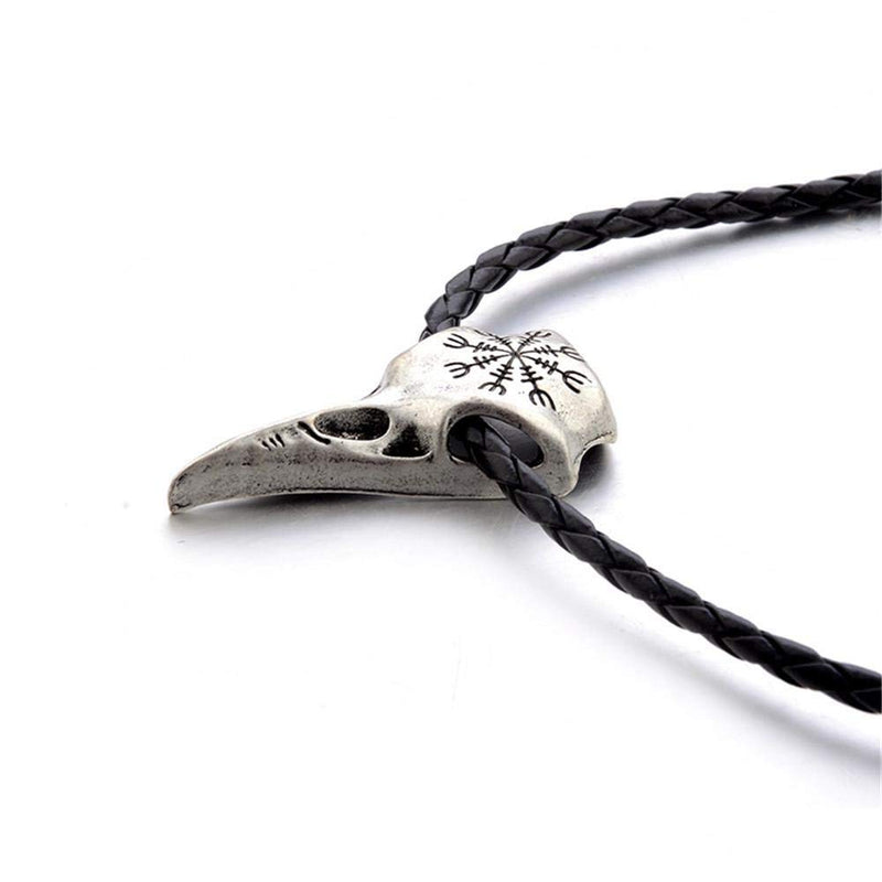 [Australia] - HAQUIL Viking Jewelry Alloy Aegishjalmr Helm of Awe Norse Talisman Pendant Necklace for Men and Women, 19.7" Raven Skull 