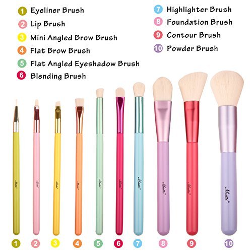 [Australia] - Matto Makeup Brushes 10-Pieces Colorful Wood Handles Synthetic Hairs Makeup Brush Set with Cosmetic Brush Holder 