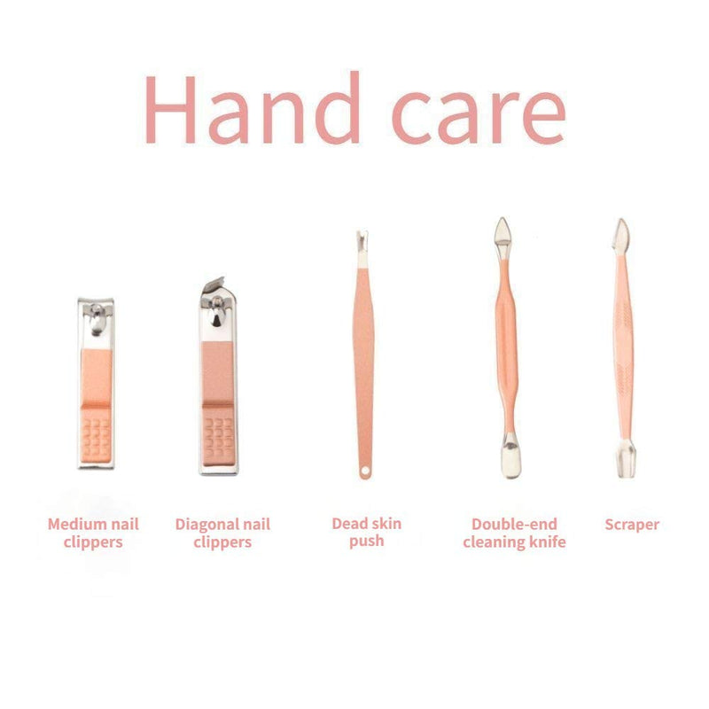 [Australia] - Nail Clippers and Beauty Tool Portable Set, Rose Gold Martensitic Stainless Steel Manicure Set 12 in 1, with Pink Leather Bag, Suitable for Home, Workplace, Outdoor Travel, Gift Giving, Beauty Salon. 