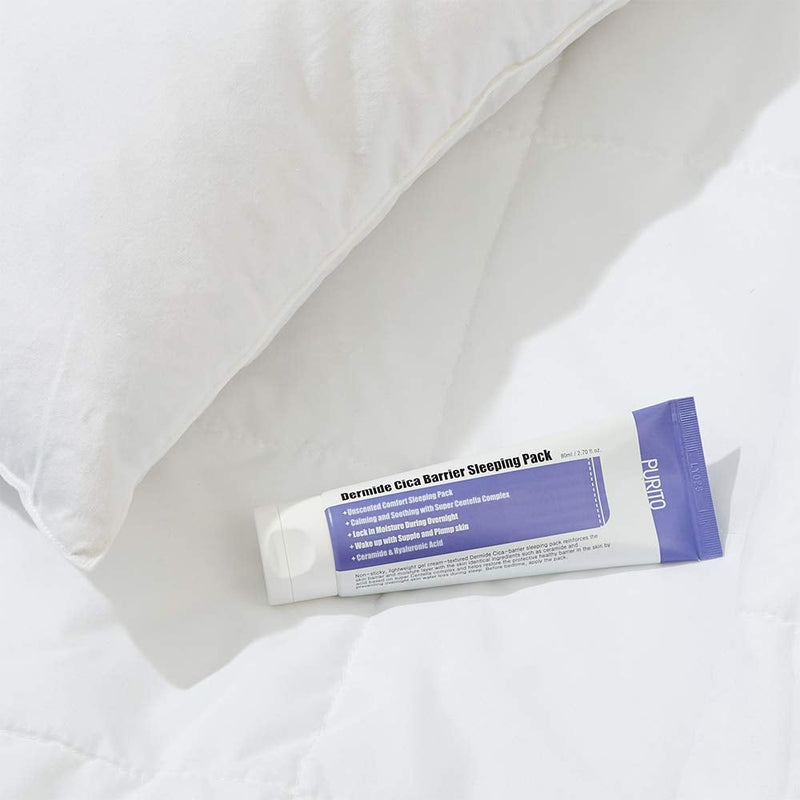 [Australia] - PURITO Dermide Cica Barrier Sleeping Pack 2.71 Fl Oz (Pack of 1) 80ml ceramide and centella, night cream, sensitive type, moisture pack 