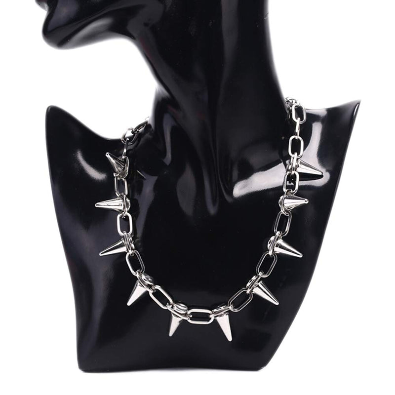 [Australia] - Streetwear Punk Choker Necklace Rivet(Silver) 
