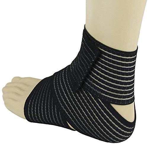 [Australia] - Ankle Support - Ankle Compression Band Wrap Strap Tape, Lightweight and Adjustable, Elastic Thin Ankle Foot Brace for Sprained Ankle, After Fracture, Drop Foot Black 