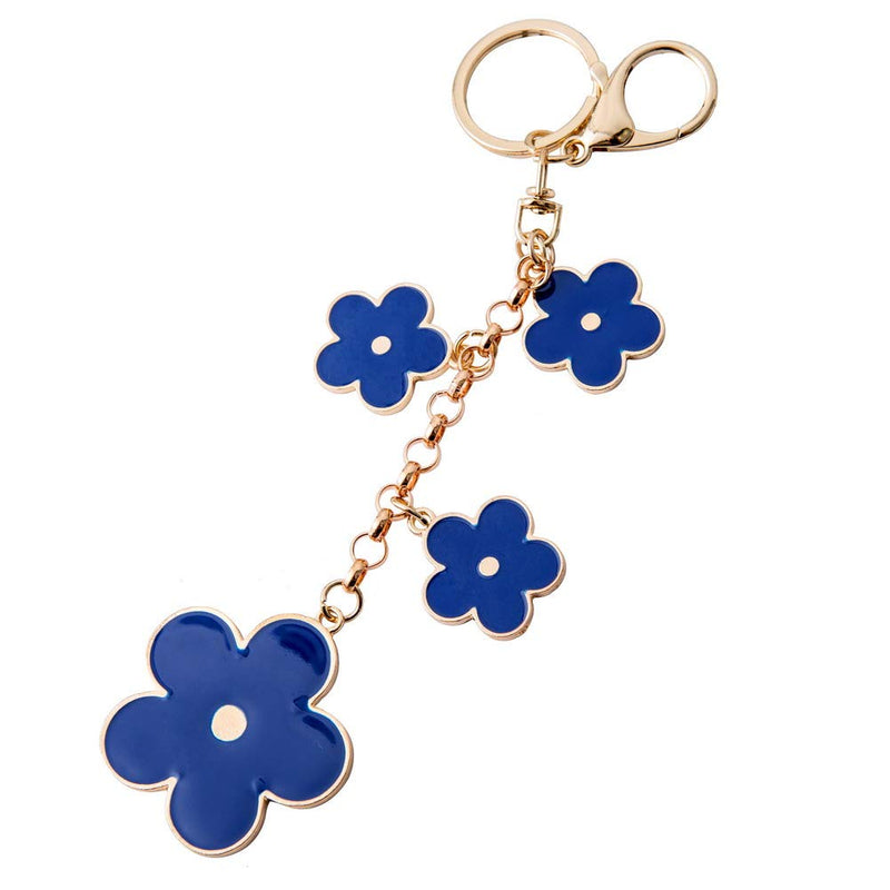 [Australia] - Giftale Women's Flower Bag Charms Enameled Keychain Purse Accessories Blue 