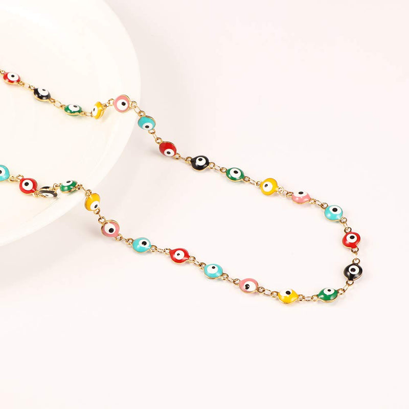 [Australia] - Evil Eye Necklace Bracelet Set for Women Girls,18k Gold Plated Stainless Steel MIX Color 