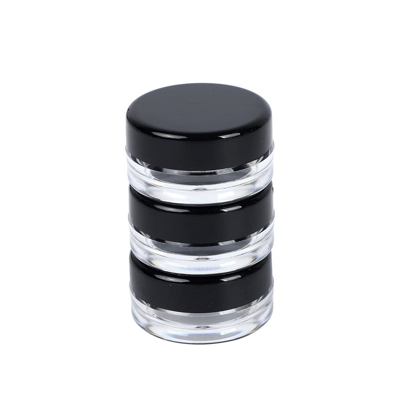 [Australia] - Houseables 3 Gram Jar, 3 ML, Black, 50 Pk, BPA Free, Cosmetic Sample Empty Container, Plastic, Round Pot, Screw Cap Lid, Small Tiny 3g Bottle, for Make Up, Eye Shadow, Nails, Powder, Paint, Jewelry 50 Count 