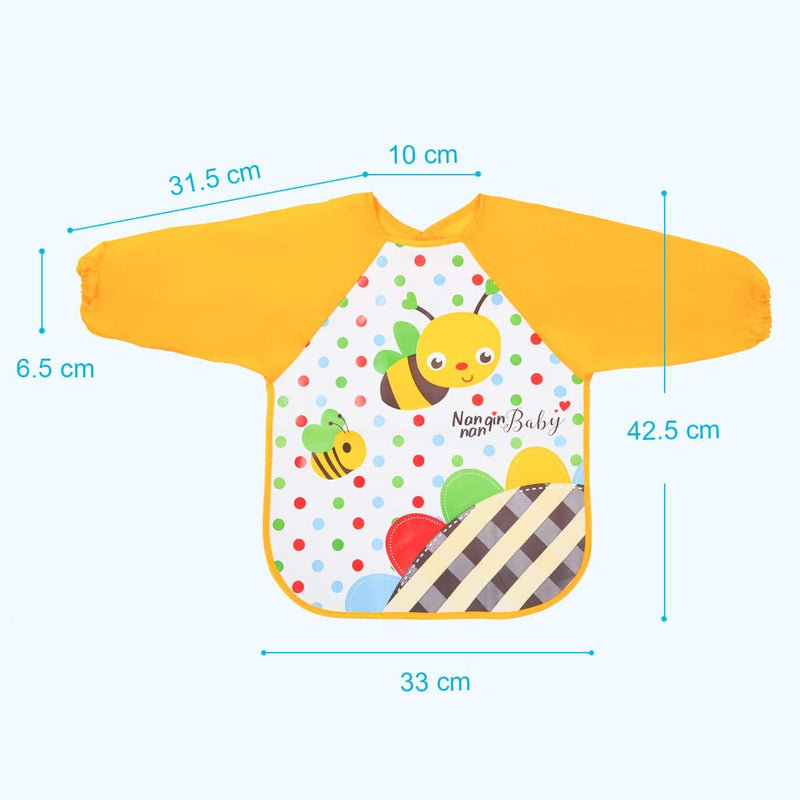 [Australia] - Vicloon Bibs with Sleeves, 4 Pcs EVA Baby Bib Waterproof Long Sleeve Bib Unisex Feeding Bibs Apron Lovely Cute Cartoon Bibs for Infant Toddler 6 Months to 3 Years Old 