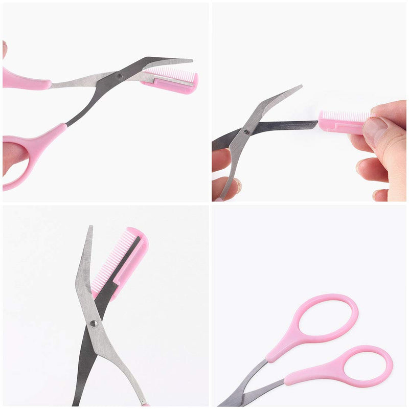 [Australia] - Portable Stainless Steel Eyebrow Trimmer Scissors Combs Eyebrow Scissors Comb Women Girl Eyebrow Removal Tools (2Pcs) 