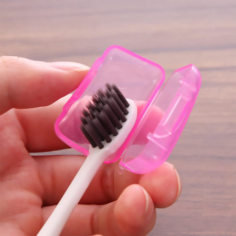 [Australia] - 4 Pcs Toothbrush Case Travel Cover with 4 Pcs Toothbrush Head Cover Portable Plastic Toothbrush Storage Case Toothbrush Container for Camping, Travel, Outdoor 
