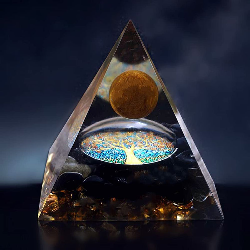 [Australia] - Moonstone Crystal Orgone Pyramid Ogan Crystal Energy Tower Nature Reiki Chakra Crushed Stone Jewelry Flower of Life Crystal Orgonite Pyramid Healing Chakra Pyramid B 