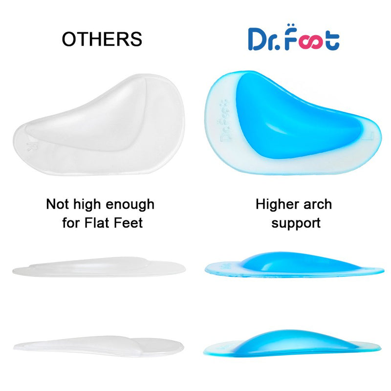 [Australia] - Dr. Foot Plantar Fasciitis Arch Support Shoe Insoles 5 Pairs, Thicken Gel Arch Pads for Flat Feet - Self-Adhesive Arch Cushions Inserts for Men and Women (Clear*2+Black+Beige+Blue) Clear*2+black+beige+blue 