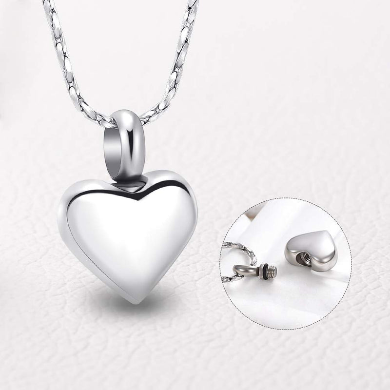 [Australia] - Imrsanl Small Heart Cremation Urn Necklace for Ashes Stainless Steel Memorial Ash Pendant Keepsake Jewelry Silver 