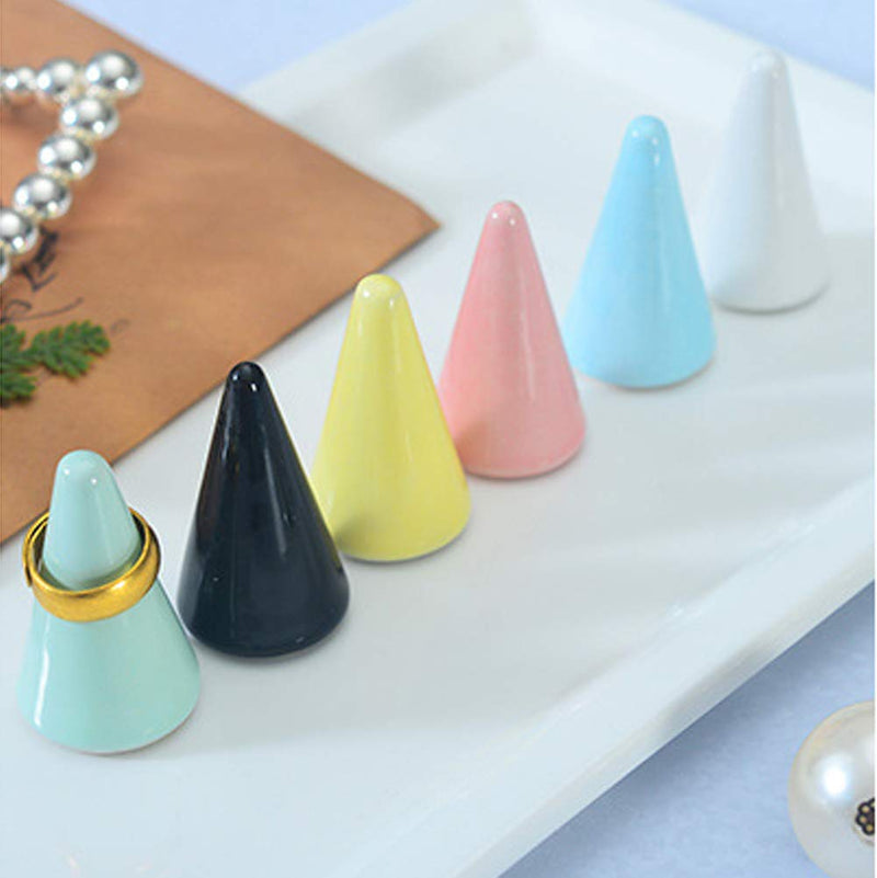 [Australia] - V-House Pack of 3 Ceramic Cone Ring Holder Tower Display Stand for Jewelry (White) White 