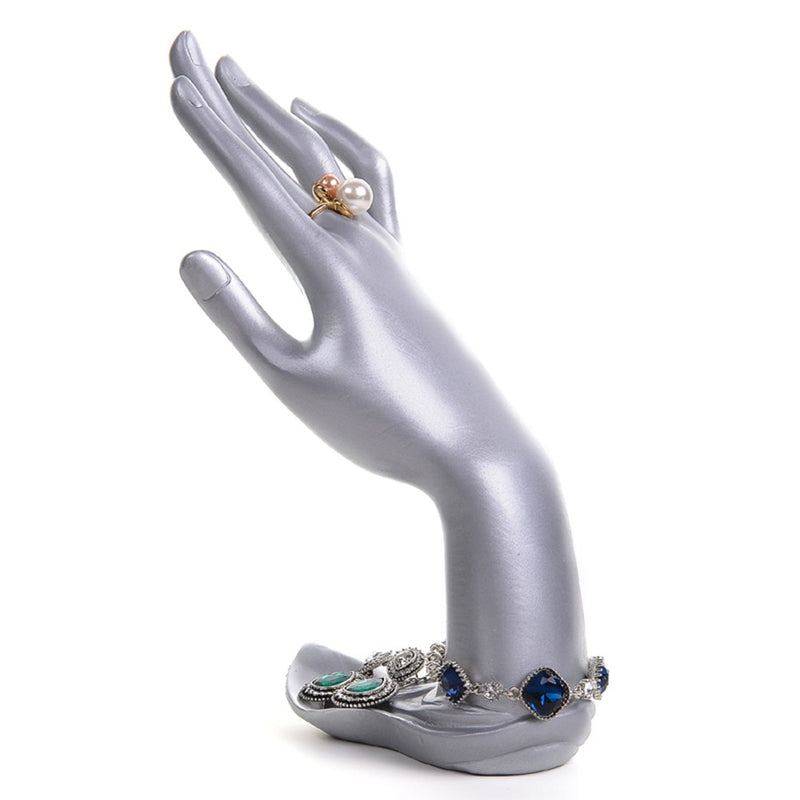 [Australia] - Funnuf Resin Lotus Hand Form Jewelry Display Holder Bracelet Necklace Ring Jewelry Stand Silver 