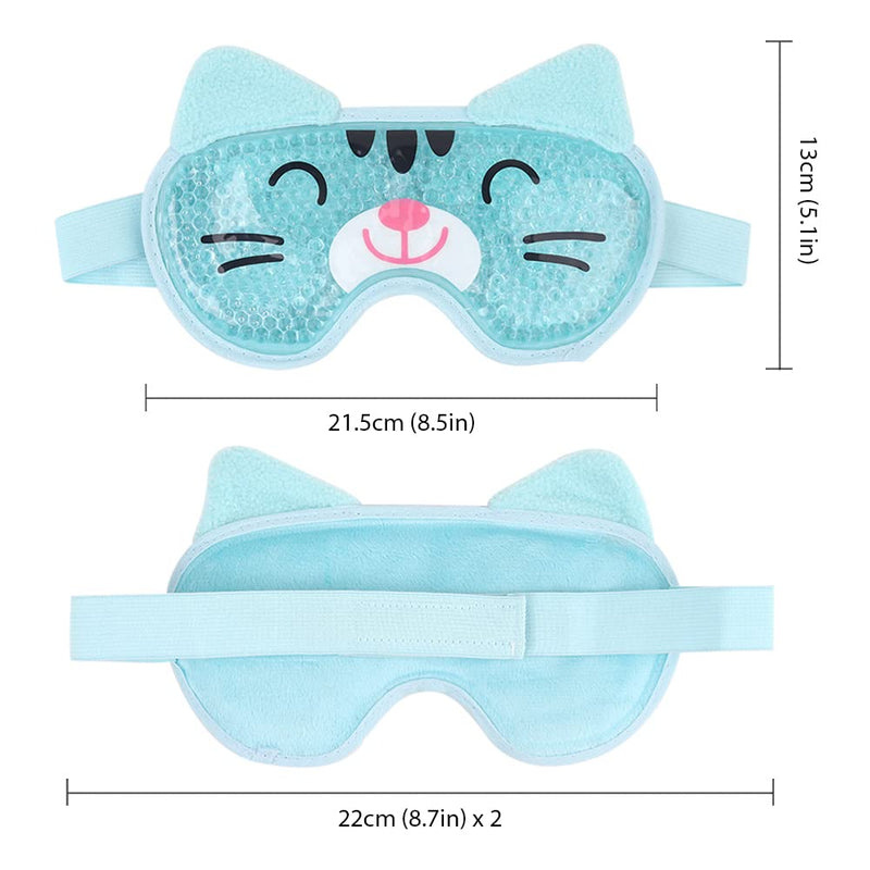 [Australia] - NEWGO Gel Eye Mask Reusable Hot Cold Therapy Cooling Eye Mask with Plush Backing, Relief for Puffy Eyes, Dry Eyes, Dark Circle, Swollen Eyes, Headache, Migraine - Blue Cat 