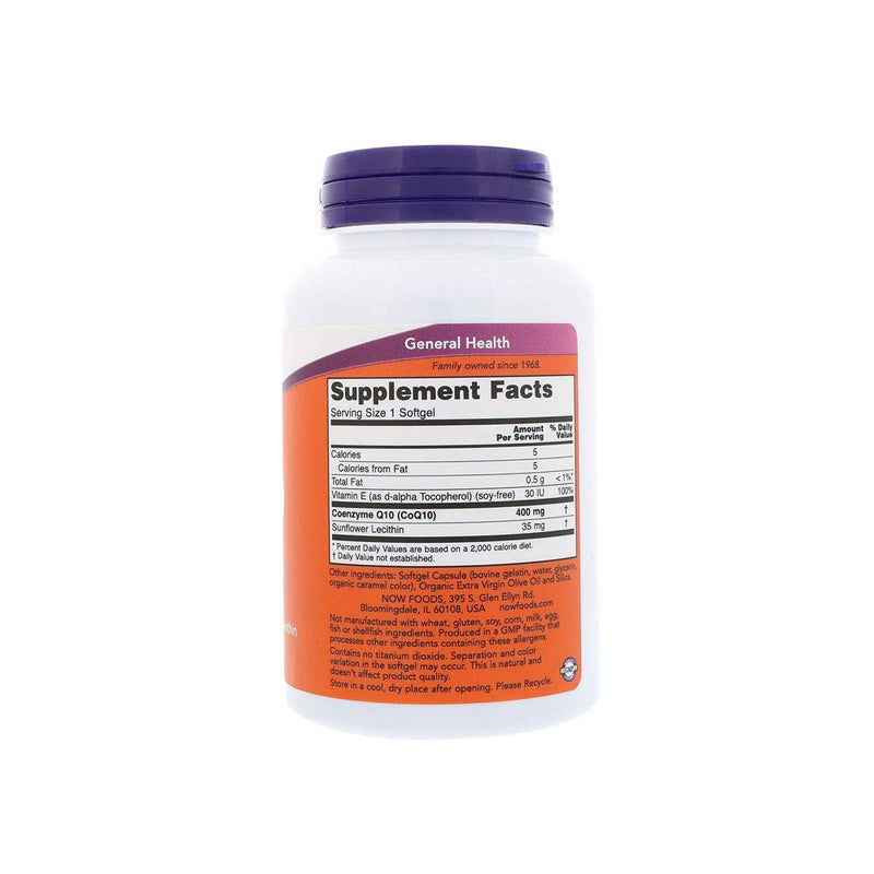 [Australia] - NOW Supplements, CoQ10 400 mg, Pharmaceutical Grade, All-Trans Form produced by Fermentation, 60 Softgels 