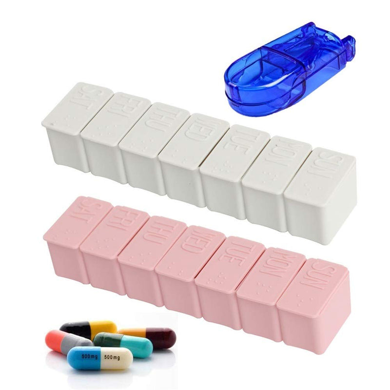 [Australia] - Vamotto 3 Pcs Weekly Pill Organizer and Pill Splitter Cutter, 7 Day Pill Box Travel Portable Pill Case Container for Pills,Vitamin, Fish Oil and Supplements 