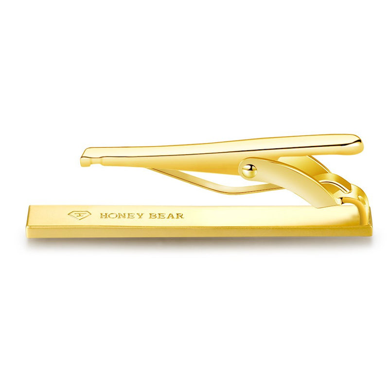 [Australia] - HONEY BEAR Mens Boys Skinny Tie Clip Bar for Narrow Tie Wedding Gift 4cm Gold 