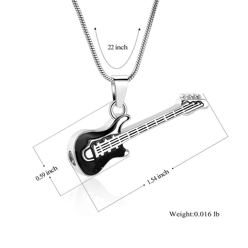 [Australia] - Electronic Guitar Cremation Jewelry for Ashes Pendant Stainless Steel Music Enthusiast Keepsake Memorial Urns Necklaces Black 