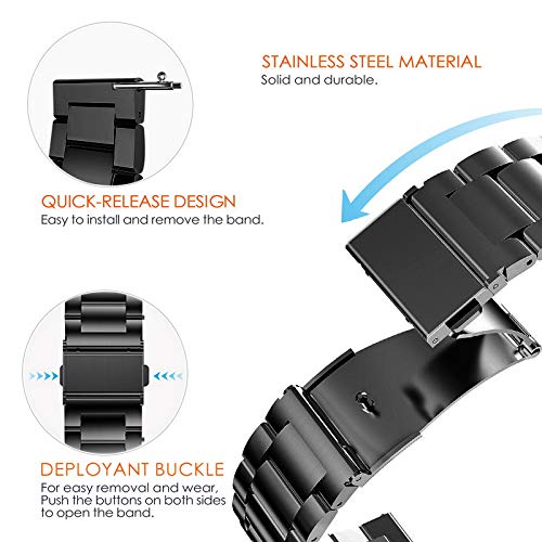 [Australia] - Fullmosa Quick Release Watch Band, Stainless Steel Watch Strap 16mm, 18mm, 20mm, 22mm or 24mm Black 