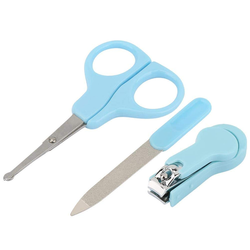 [Australia] - 3 in 1 Baby Nail Clipper Baby Grooming Kit, Baby Manicure Set with Nail Scissors Nail Clipper and Nail File for Newborn Toddler Toes Fingernails Care Trim Polish Kit(Blue) Blue 