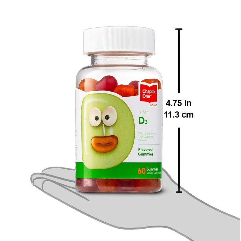 [Australia] - Chapter One Vitamin D3 Gummies, Chewable Vitamin D for Kids, Vitamin D3 1000IU, Kosher, 60 Flavored Gummies 60 Count (Pack of 1) 