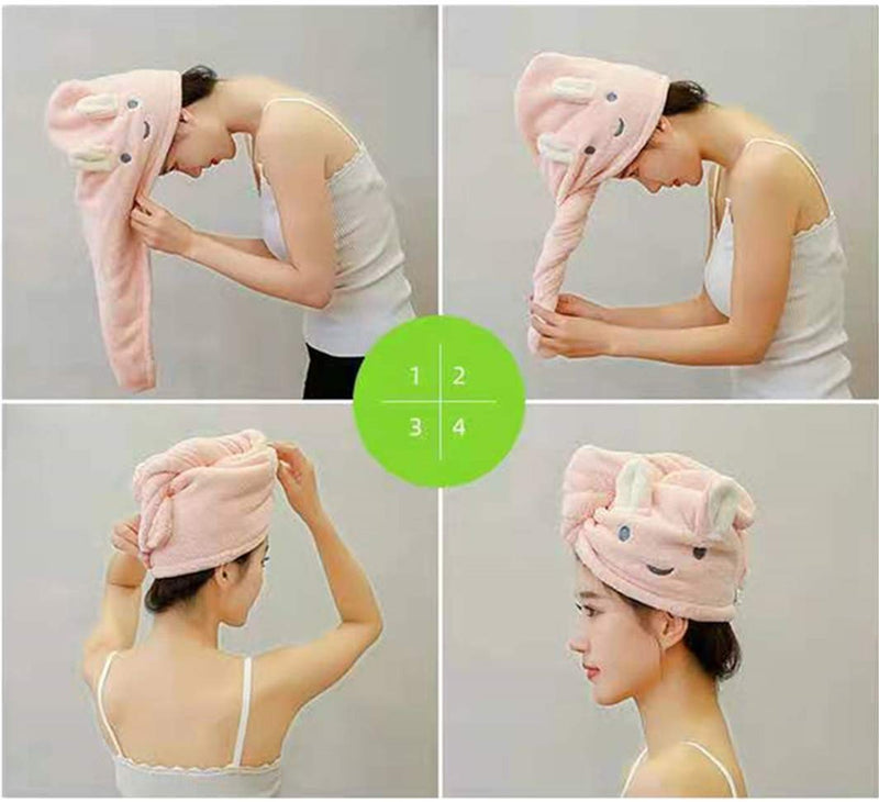 [Australia] - Microfiber Hair Towels Super Absorbent Hair Drying Towel Turban for Women and Girls Quick Magic Hair Dry Hat Hair Towel Wrap Bathing Wrapped Cap 2 Packs (Pink+Khakis) Pink+khakis 