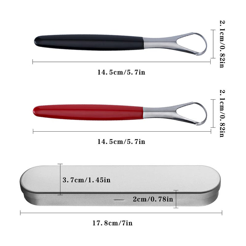 [Australia] - 2 Pcs Stainless Steel Tongue Brush Set Tongue Scraper Cleaner Professional Tongue Scraper with Case for Bad Breath Oral Care Fresh Breath 