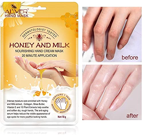 [Australia] - Hand Moisturizing Mask, Honey and Milk Moisturizing Gloves Nourishing Soften Hand Care for Dry Crack Hands Mask Hydrating Exfoliating Nourish Skin for Women & Men (3 Pairs) 1 Pair (Pack of 3) 