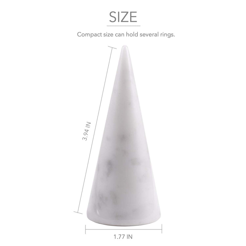 [Australia] - JIMEI Marble Ring Holder Cone Tower For Wedding Genuine Marble Polished | Ring Jewelry Display Stand (1.77Dx3.94H) 1.77Dx3.94H 