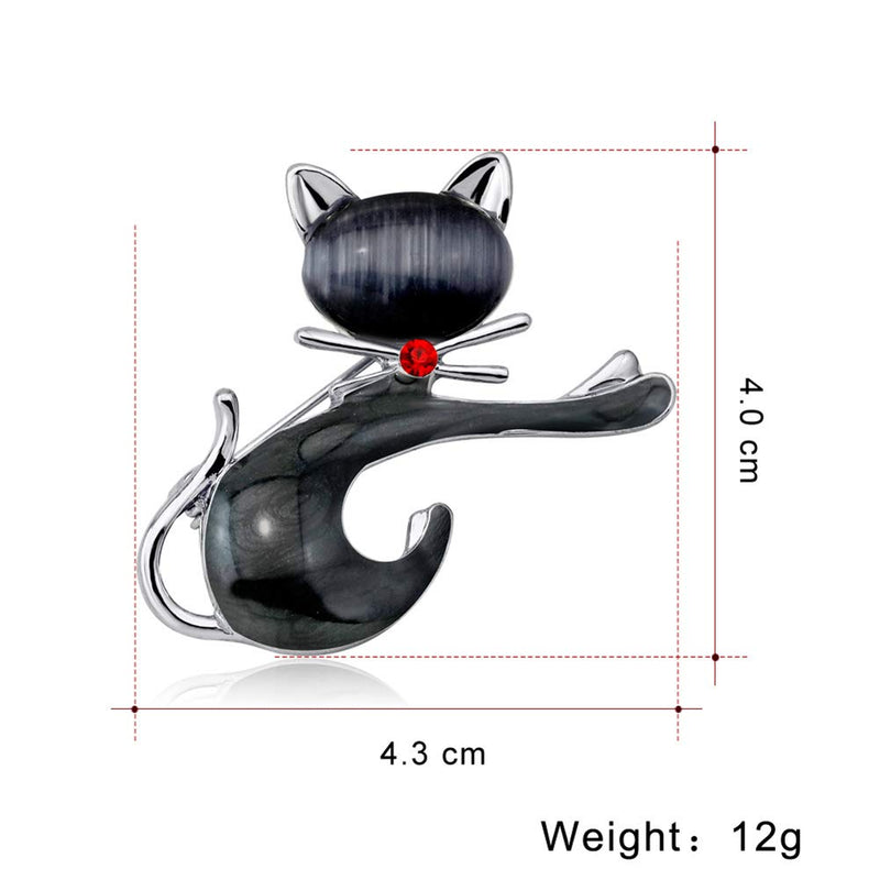 [Australia] - Vintashion Cute cat Women Brooch pin Black 