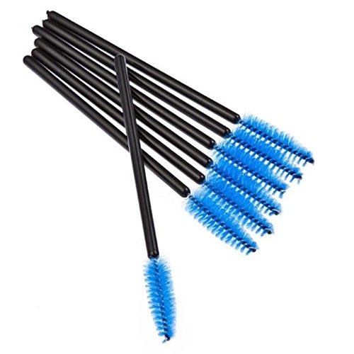 [Australia] - 50 Pcs Disposable Mini Eyelash Eye Lash Makeup Brush Mascara Wands Applicator Blue 