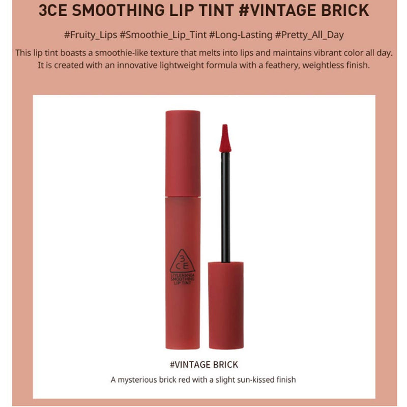 [Australia] - [3CE]Smoothing Lip Tint(Vintage Brick) - Long Make Up Moisturizing Lip Tint Korea Cosmetics #Dab 1148 