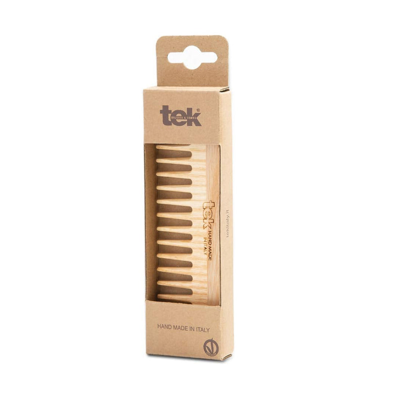 [Australia] - TEK - Small Comb with Sparse Teeth in Ash Wood Handmade in Italy, for Wavy or Curly Hair - 14 x 4.5 cm 1 Count (Pack of 1) 