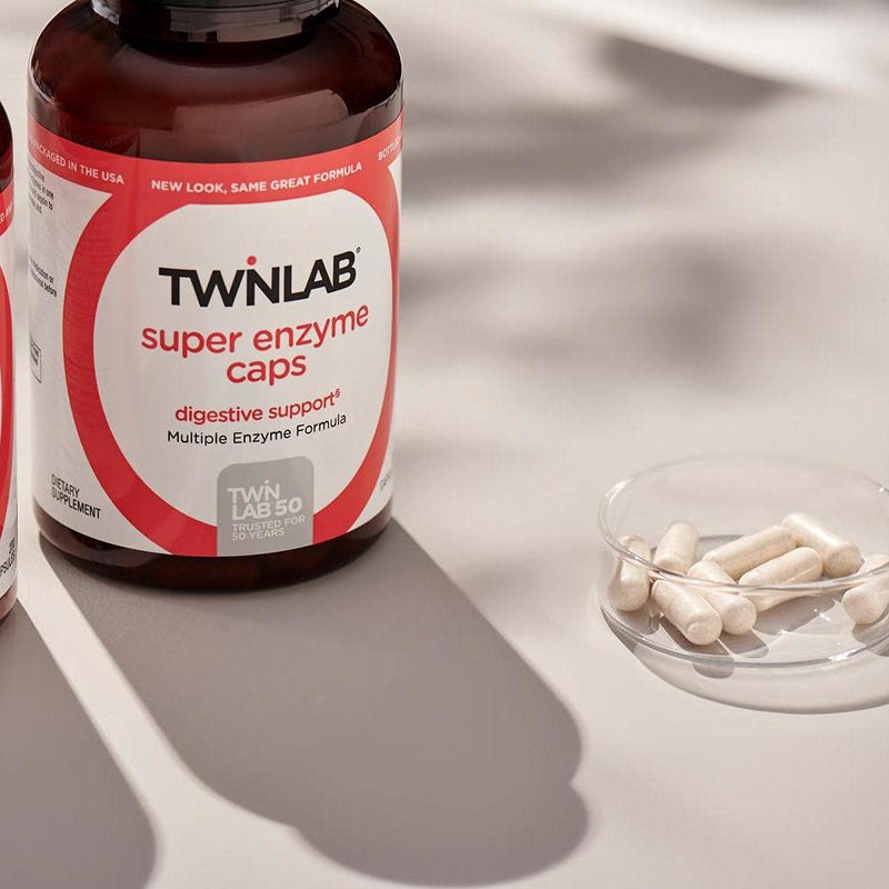 [Australia] - Twinlab Super Enzyme Caps - Digestive Enzymes with Pancreatin, Bromelain and Betaine HCL - Pancreatic Enzymes and Bromelain Supplement for Gut Health, Constipation Relief and Gas Relief, 50 Caps 