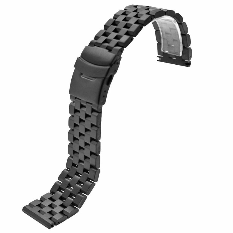 [Australia] - 24mm 22mm 20mm 18mm Metal Watch Band Premium Solid Stainless Steel Watch Bracelet Straps for Men Women Blue/Black/Silver Black 