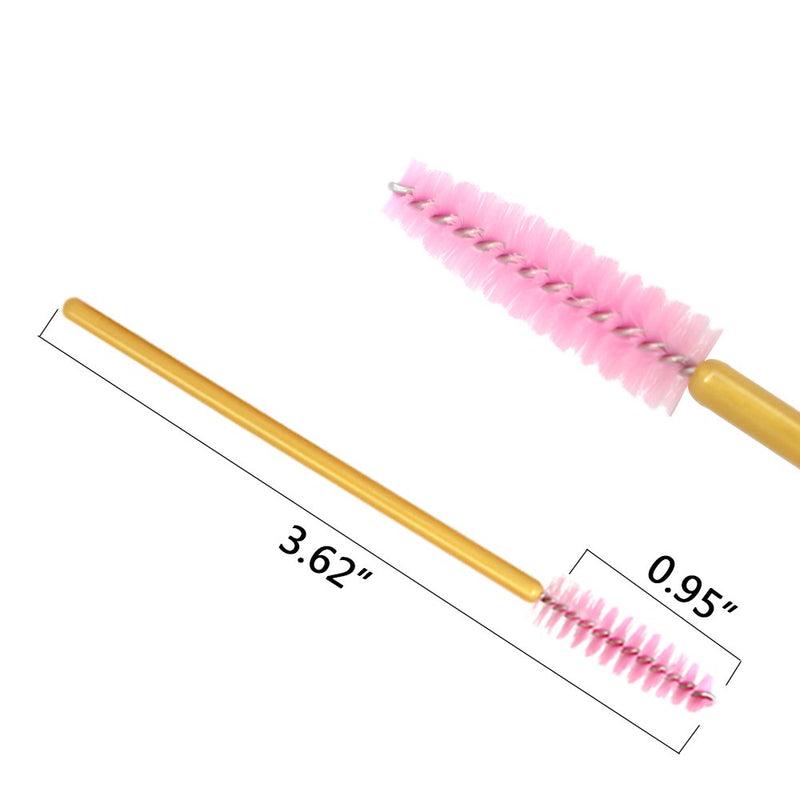 [Australia] - 300 Pack Mascara Wand Eyelash Brush Disposable Eye Lash Applicator Makeup Tool Kit, Gold/Pink Gold/Pink-300pcs 