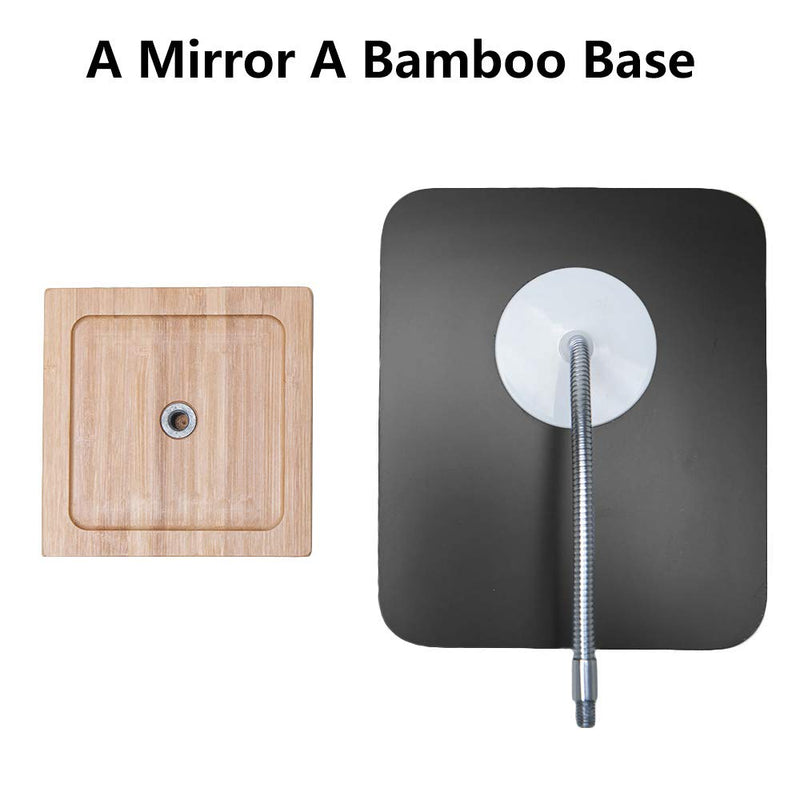 [Australia] - YEAKE Flexible Gooseneck Bamboo Vanity Makeup Mirror,360°Rotation 8" Large Frameless Vanity Mirror Folding Portable Table Desk Mirror with Stand Bathroom Shaving Make Up Mirrors Rectangle Rectangle(Natural Bamboo & Gooseneck Mirror) 