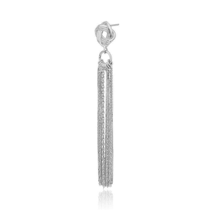 [Australia] - Vanbelle Sterling Silver Jewelry Chain Tassel Earring with Rhodium Plating for Women and Girls 
