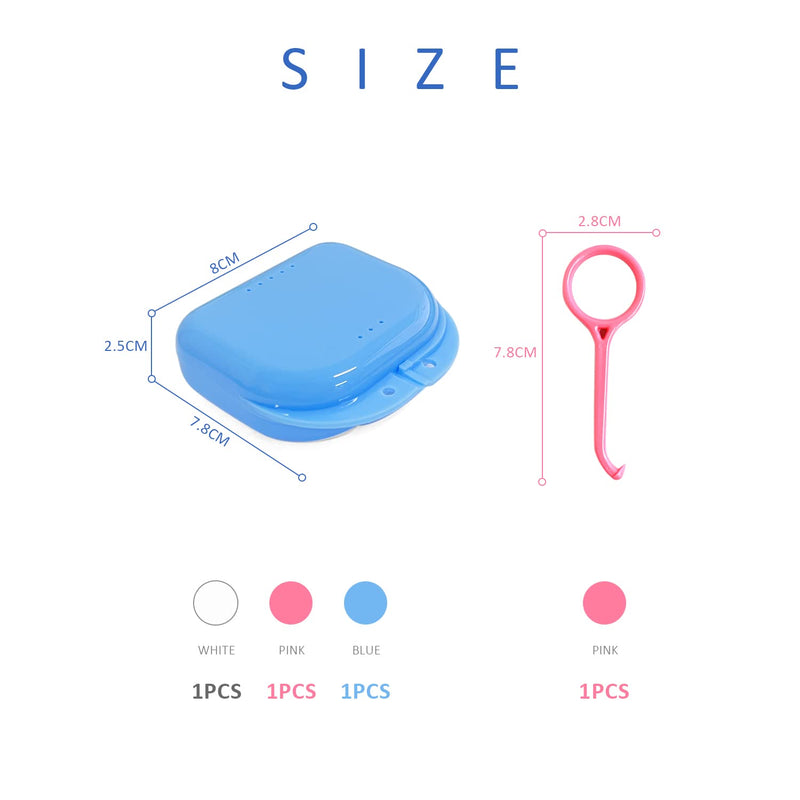 [Australia] - 3 Piece Denture Box with 1 Piece Orthopaedic Removal Tool, Orthodontic Appliance Box, Denture Storage Box with Air Holes 