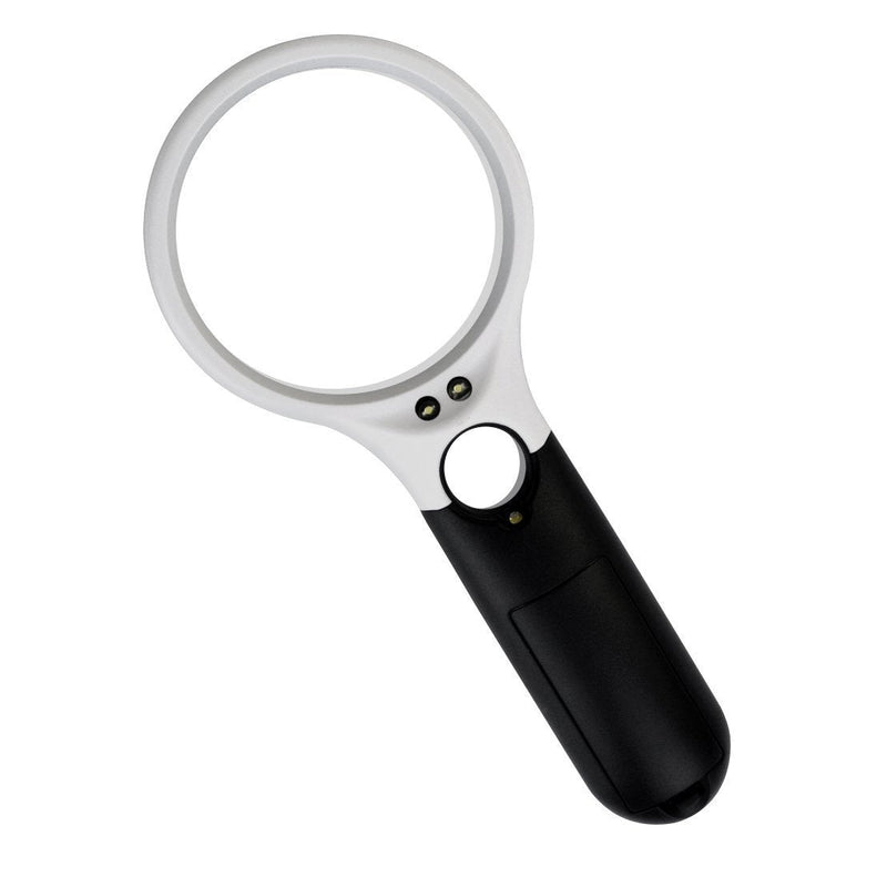 [Australia] - obmwang 3 LED Light 3x 45x Handheld Magnifier Illuminated Reading Magnifying Glass Lens Jewelry Loupe Ideal for Reading, Crafts, Hobby, Black and White stitching 