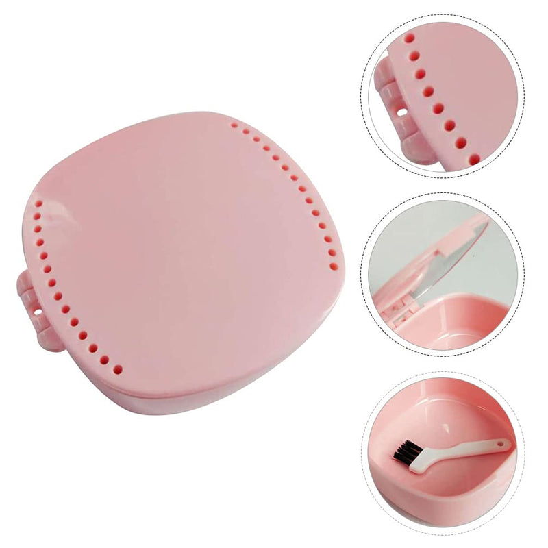 [Australia] - HEALLILY Denture Cup Denture Bath Case False Teeth Container Denture Brush Retainer Box for Denture False Teeth Cleaning Storage 