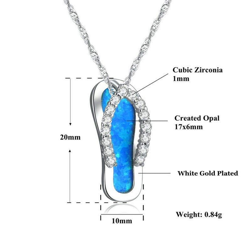 [Australia] - CiNily Opal Necklace White Gold Plated or Rose Gold Plated Opal Pendant Necklace Jewelry Gifts for Women Gemstone Necklaces shoe necklace-blue 