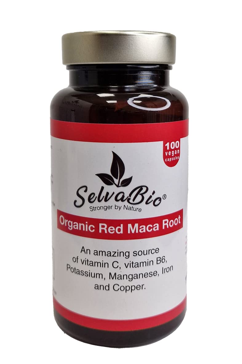 [Australia] - Red Maca Root Capsules, Organic Certified, a Great hormonal stabilizer, Ideal for Women, 100 Units of 500mg, from Peru, Suitable for Vegans. by SelvaBio. (Red Maca Root) 