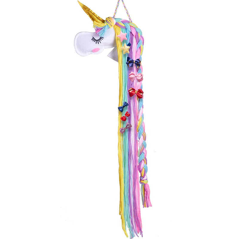 [Australia] - GORGECRAFT 1pc Unicorn Hair Bow Holder Colorful 35inch Long for Girls Wall Hanging Decor Baby Hair Clip Hanger Organizer 