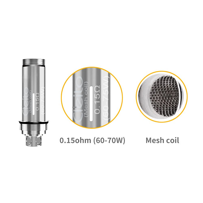 [Australia] - Aspire Cleito Mesh Coil 0.15ohm Replacement Atomizer Pack of 5, 2pcs Vapeband(1x 18mm Diameter +1x 22mm Diameter) Suitable for Most Types of Tanks 